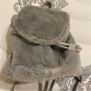 Gray furry backpack